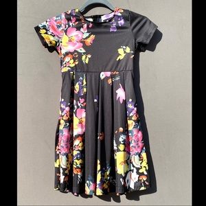 Girls Black and Floral Dress